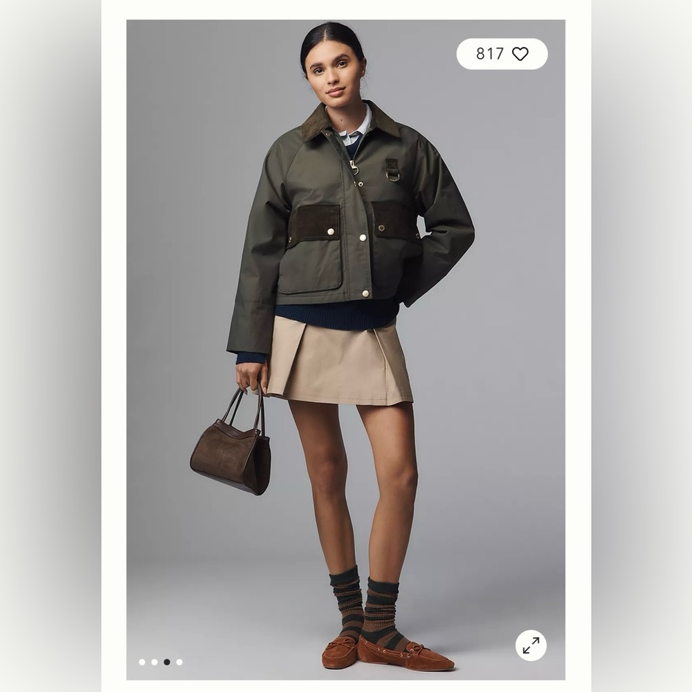 Barbour Phoebe Casual Waxed Cotton Crop Jacket offered by Anthropologie